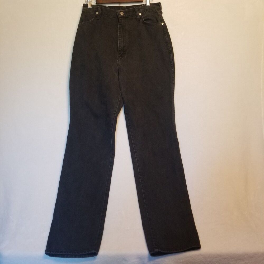 Wranglers 13/14 Jeans 34 In Inseam High Rise Bare Back Black Vintage Western